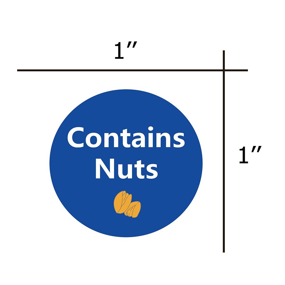 Contains Nuts Labels 1 Inch Round Circle Dots 500 Pcs Per Roll