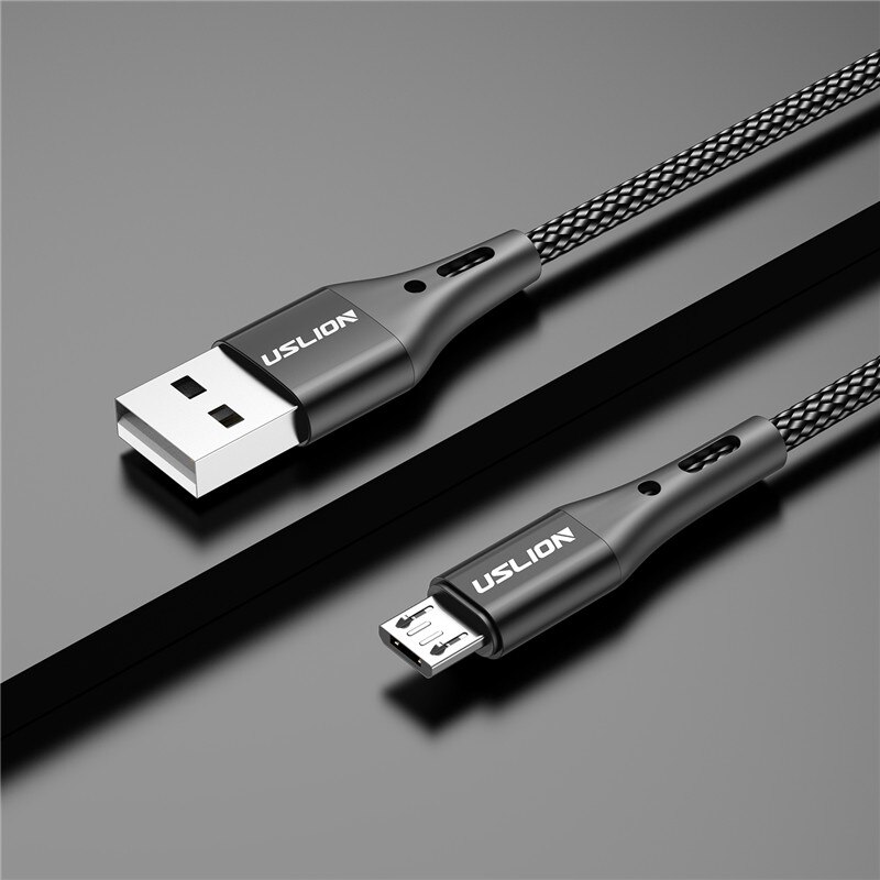 USLION 2m 3m Mikro USB Kabel 3A Schnelle Ladung Daten Kabel für Xiaomi Samsung S7 Android praktisch Mikro Ladegerät Datenkabel: Schwarz / 3m
