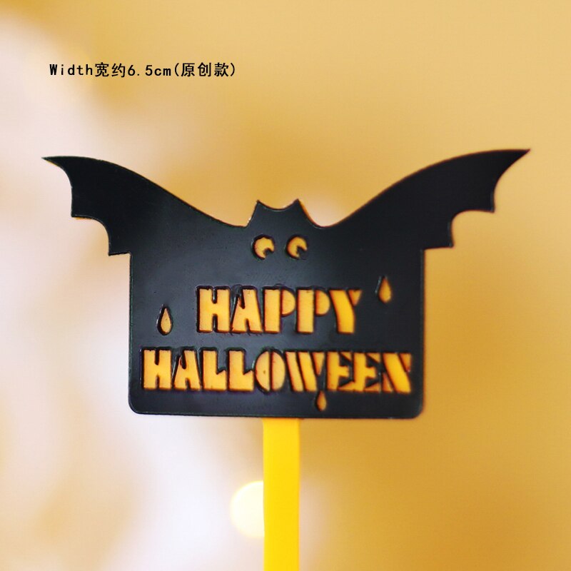 Akryyli onnellinen halloween savi lepakko haamu kurpitsa kakku päällystys temppu tai herkku juhlatarvikkeet jälkiruoan koristelu: 1pc jr254f