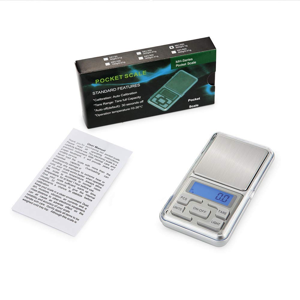 High Accuracy Mini Electronic Digital Pocket Scale Jewelry Calibration Weighing Balance Portable Counting Function Blue LCD