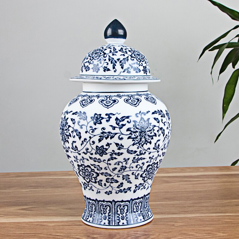 Jingdezhen generel tank antik krukke blå og hvid porcelæn keramisk opbevaringstank dekoration te snacks krukker