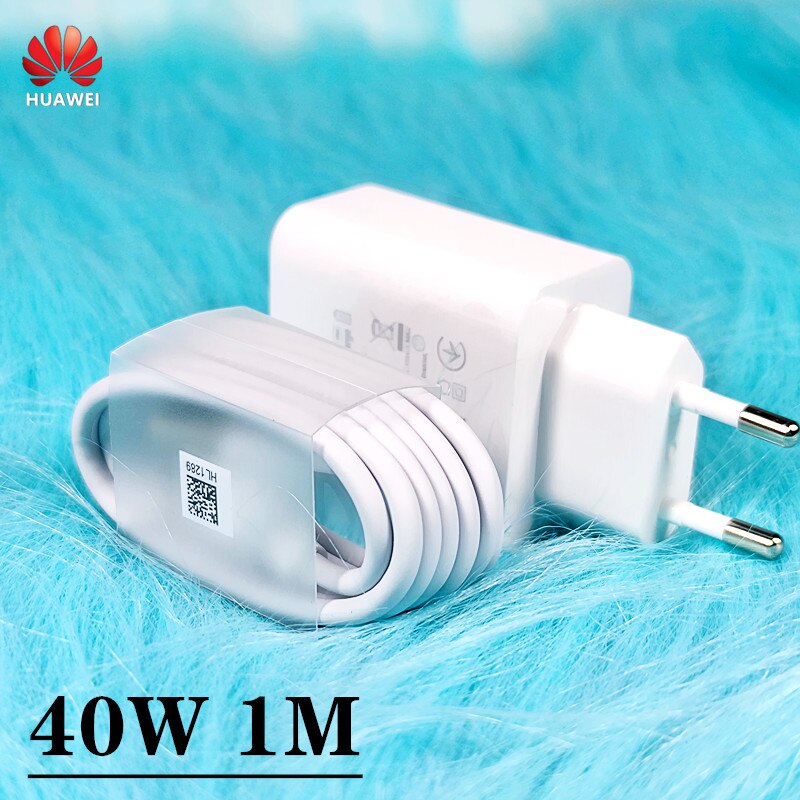 Original Huawei 40W Aufzurüsten USB Schnelle Ladegerät 10V 4A Adapter 5A Typ C Kabel für Honor 10 Magie p20 P30 pro p40 pro mate 30: EU 1M cable