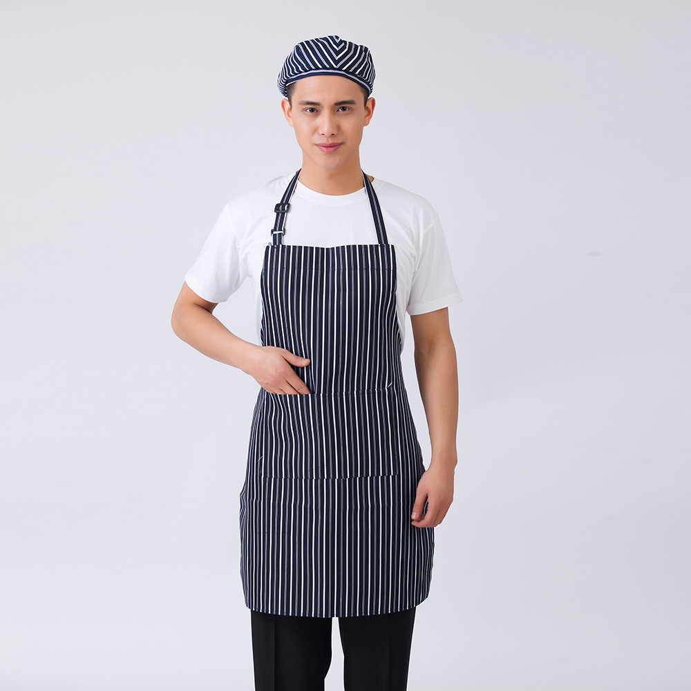 Kokk forklær rutenett stripete chili gafler trykk unisex kjøkken hotell kaffebar bakeri servitør arbeidsklær forkle kokk uniformer: 1