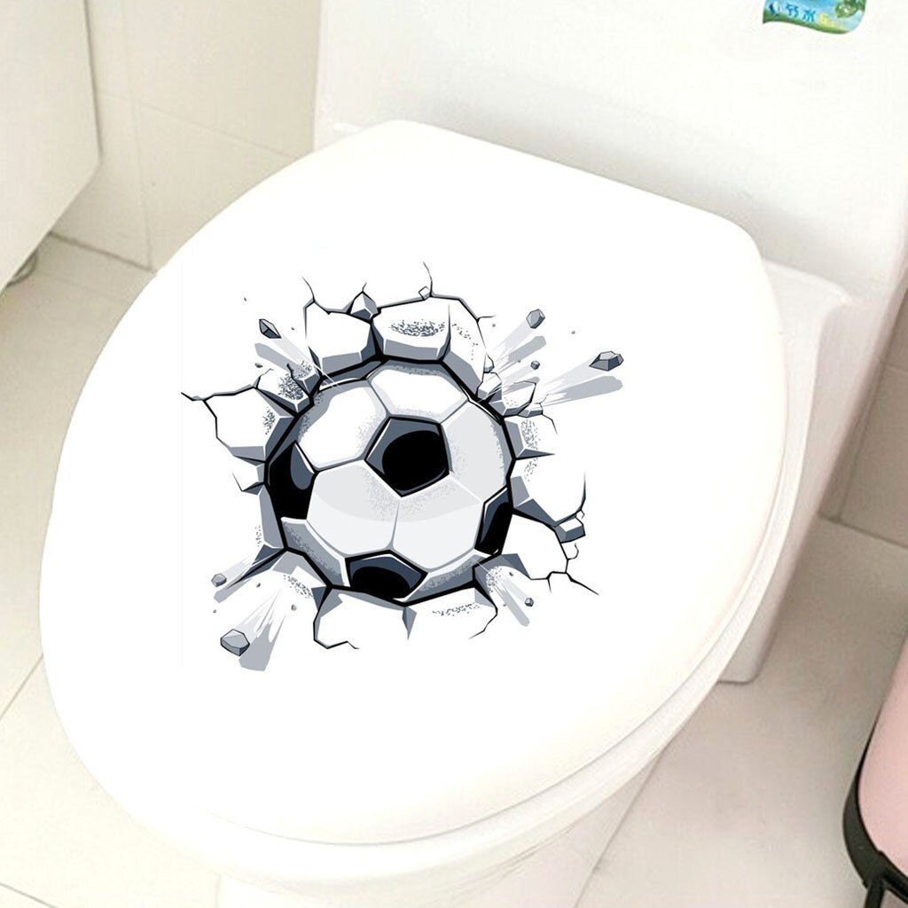 Diy 3D Voetbal Toiletbril Badkamer Sticker Home Koelkast Muurtattoo Art Seat Badkamer Sticker Home Koelkast Muurtattoo