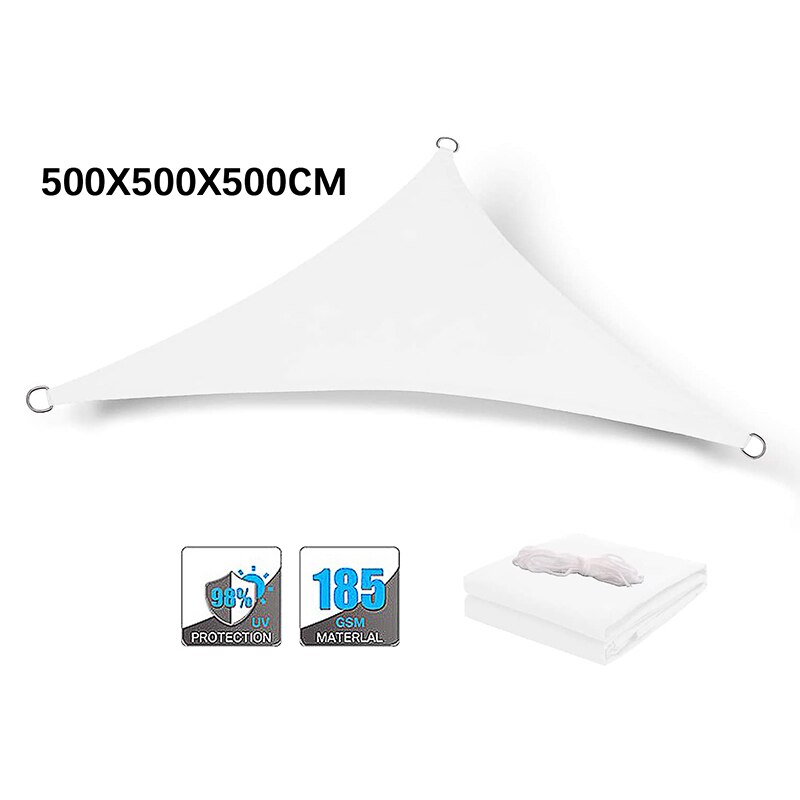 White 300D waterproof awning, triangle, rectangle, square awning shade sail outdoor awning garden terrace swimming pool awning: white 500x500x500cm