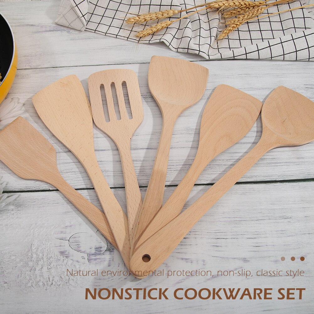 Wooden Kitchen Utensils Cooking Shovel Spatula Spoon Non-stick Turner Cookware Tool