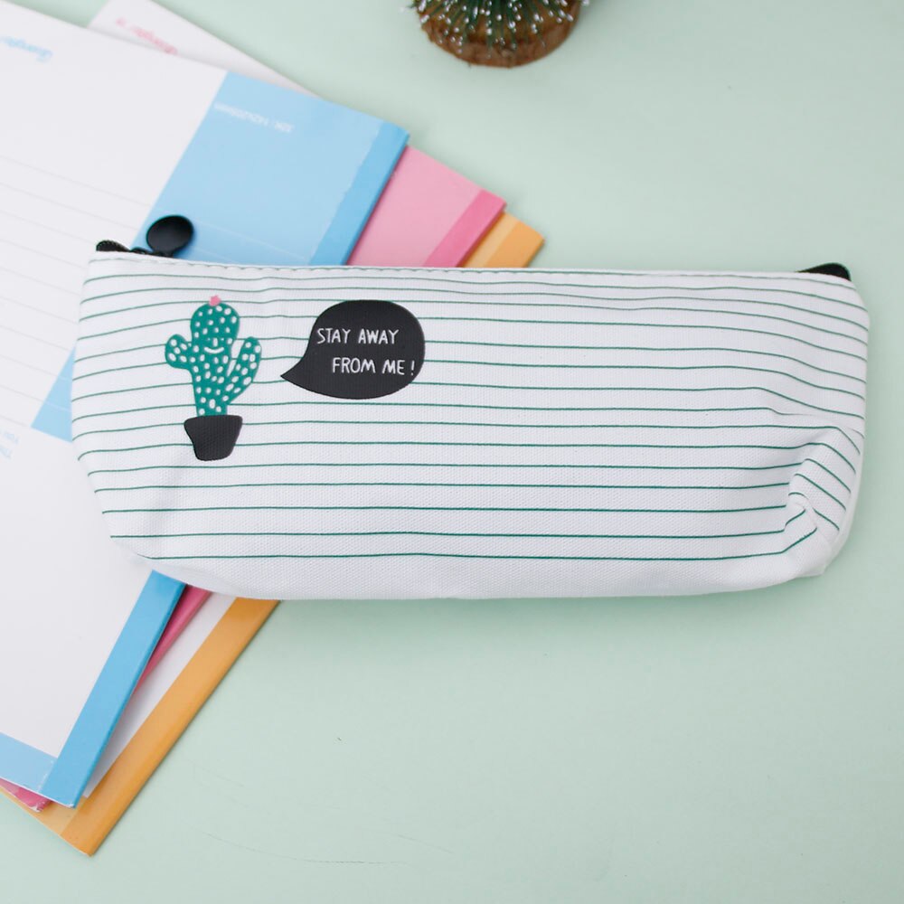 Cactus Pencil Case Canvas Plastics Kawaii Stationery Student Cute Pencil Box School Office Supplies: 1