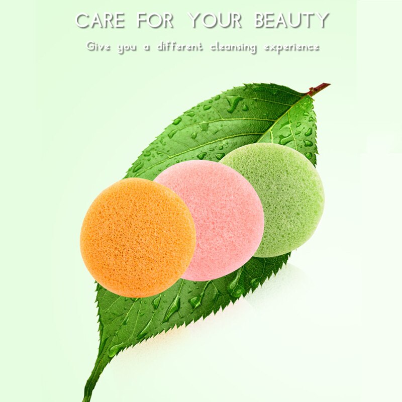 1pcs Round Shape Konjac Sponge Cosmetic Puff Face Cleaning Sponge Natural Konjac Puff Facial Cleanser Tool Wash Flutter