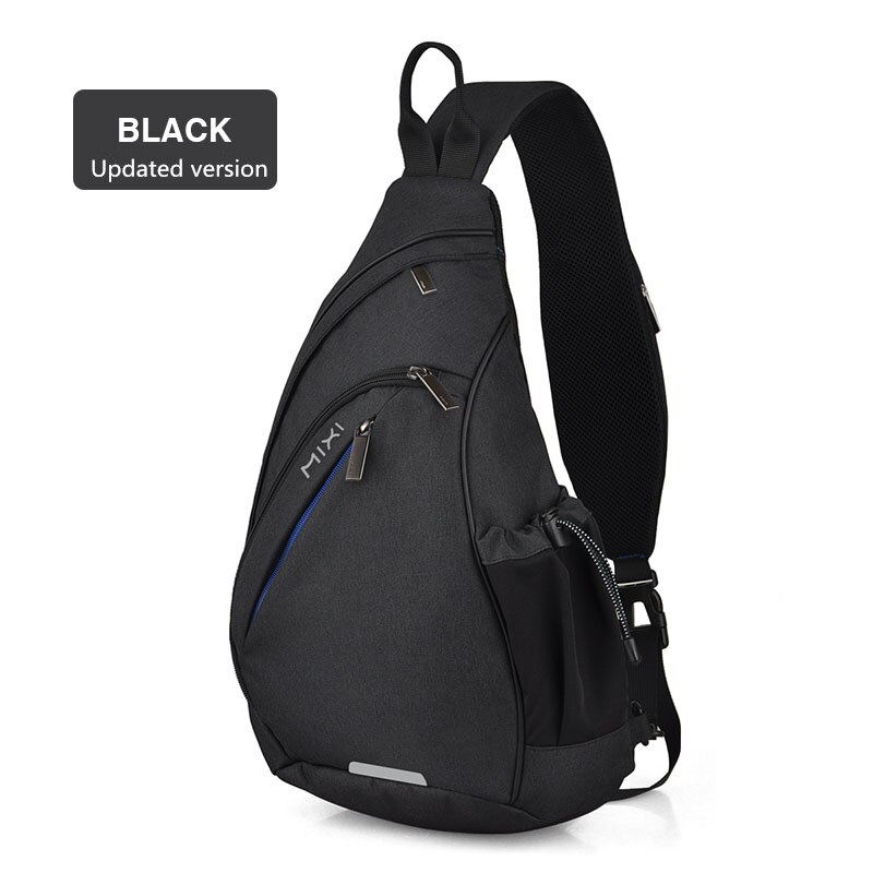 Mixi Men Sling Backpack One Shoulder Bag Boys Student School Bag University Work Travel Versatile M5225: Black / 19 inches