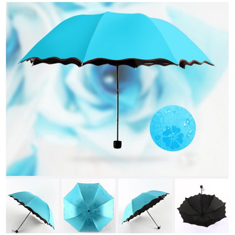 Señora nueva, sombrilla de princesa mágica, cúpula de flores, sombrilla plegable para el sol/La lluvia, paraguas transparente para mujeres, paraguas de latón, nudillos para mujeres