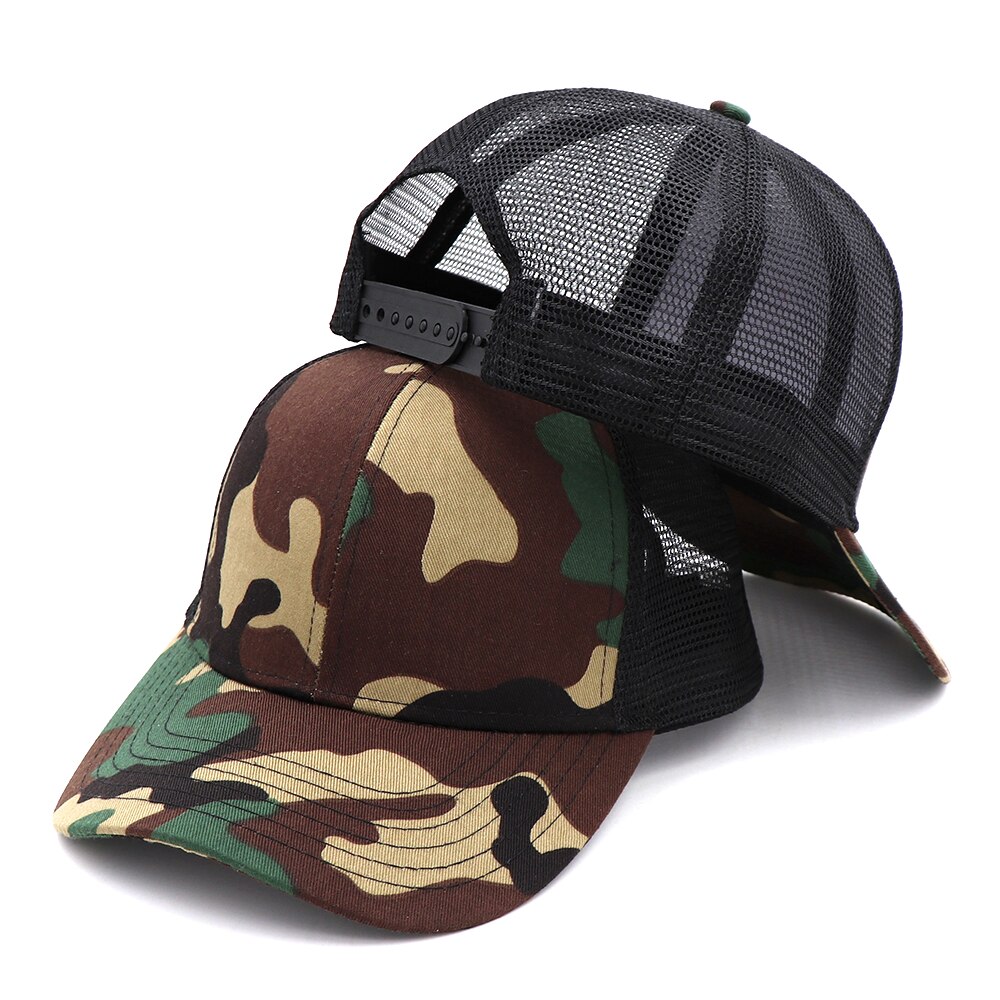 KOEP Type Casual Solid Cotton Truck Cap For Women Men Black White Summer Baseball Cap Cool Mesh Snapback Dad Hats Free Ship: CAMO