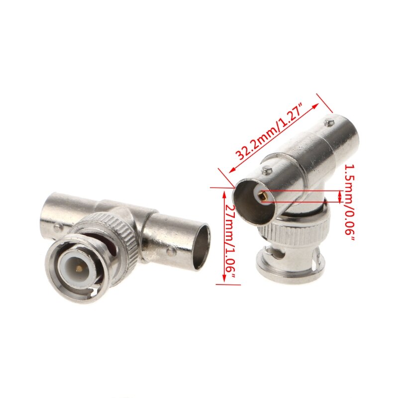 ESCAM BNC T Adapter Splitter Connector Coupler 1 Male to 2 Female CCTV Jack Plug