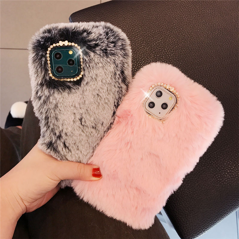 New 2021 Fashion Lady Gift Case For IPhone 12 XR X 11 Pro Max SE Furry Fluffy Warm Cover For IPhone 6S 7 8 Plus Soft Phone Case