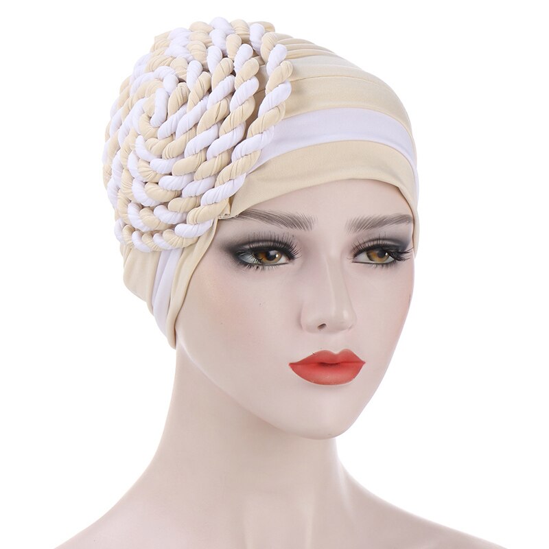 Turban indien, Bonnet pour Femme arabe, écharpe de tête, casquettes intérieures pour Femme musulmane, hiver: style 7