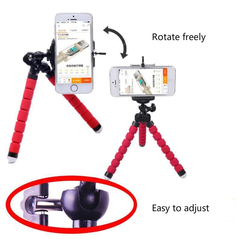 Mini trípode para teléfono con Clip Flexible esponja pulpo trípode con Bluetooth obturador remoto bolsillo trípode para iPhone móvil Etc