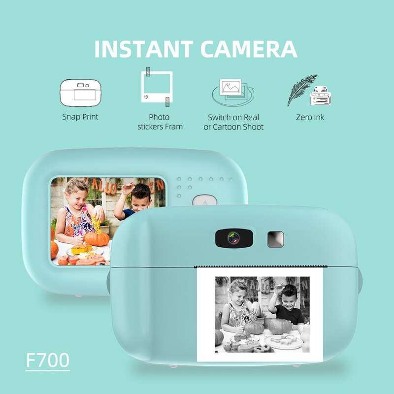 F700 Cartoon Shockproof HD Charging Once Iing Black and White Camera Child Camera Instant Camera