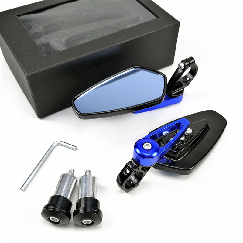 2 pz 7/8 "22mm Specchi Moto Bar End Vetro Blu Vista posteriore per Kawasaki NINJA 650R ER6F ER6N VERSYS W800 SE Z750S: Blu