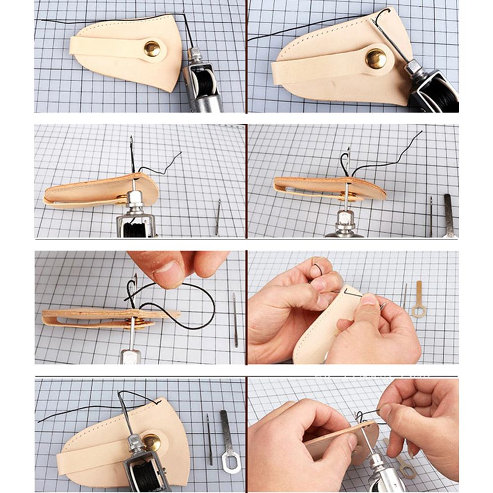 4 unids/set costura de cuero de herramientas de bricolaje a mano de cuero máquina de coser con agujas para artesanía de cuero bordado de borde cinturón tiras Zapatero