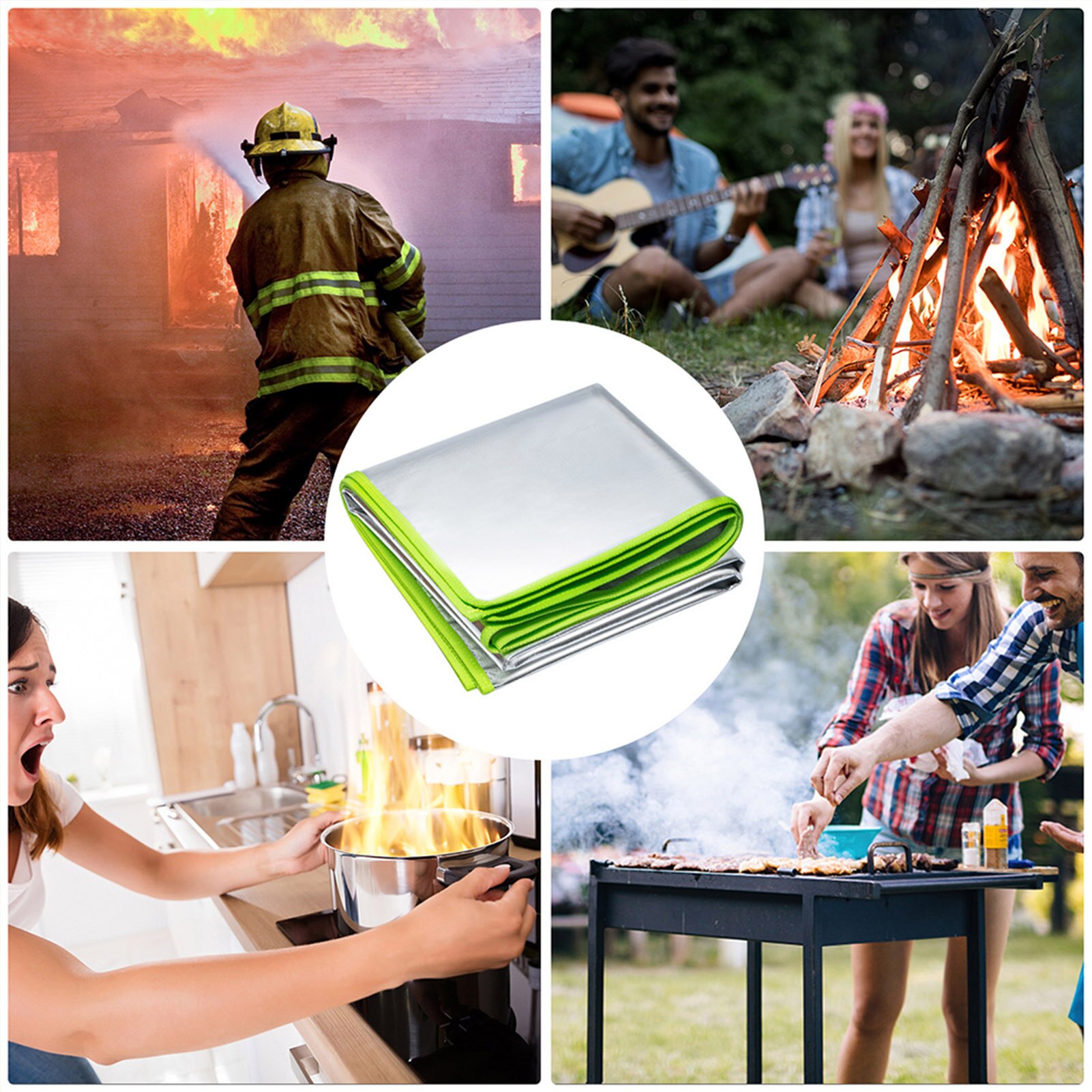 Outdoor Camping Fire Pit Mat Washable Reusable Waterproof Fireproof Grill Pat Flame Retardant Portable