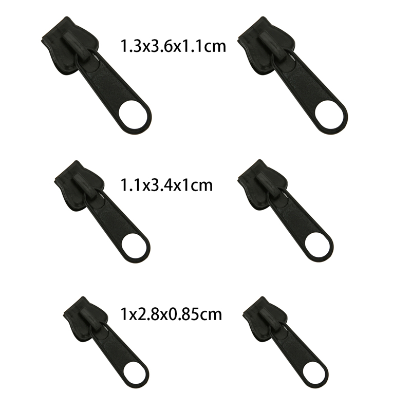 6Pcs/Set Instant Zipper Universal Instant Fix Zipper Repair Kit Replacement Zip Slider Teeth Rescue Zippers For Sew: Black