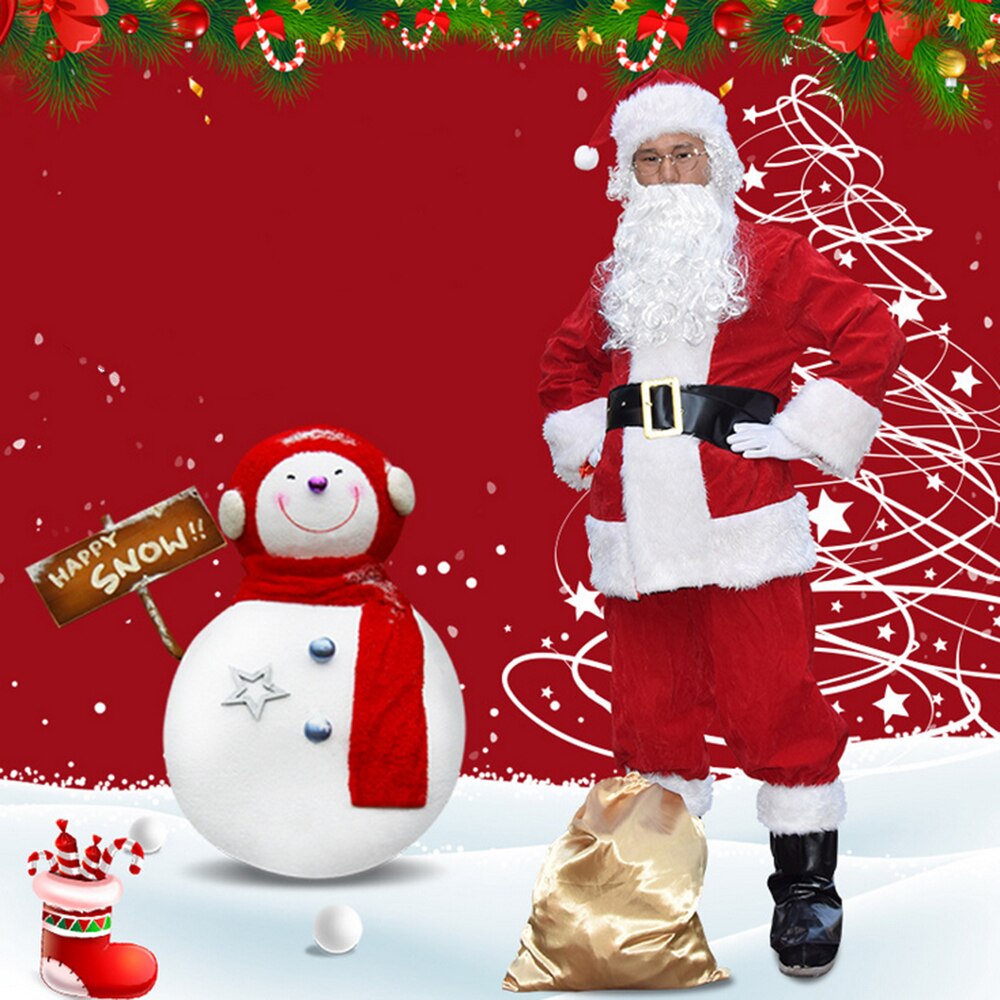 Costume père noël noël joue grande taille adulte homme scène performance robe de noël avec barbe chapeau ceinture