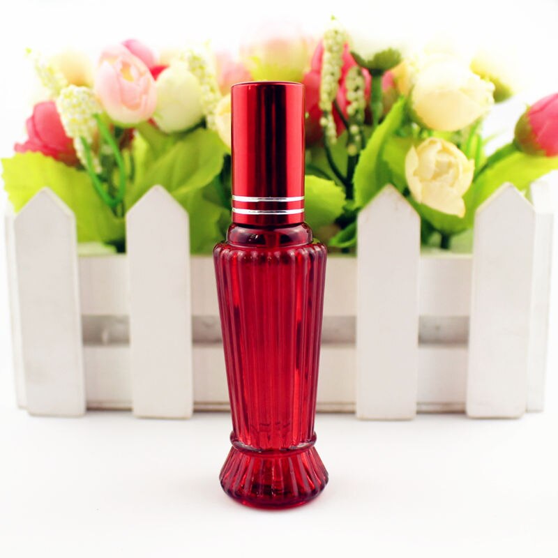 10 stuks/partij 15ml kleurrijke glazen parfumflesjes dikke mini lege geur cosmetische verpakking sprayfles hervulbare glazen flesjes: Rood