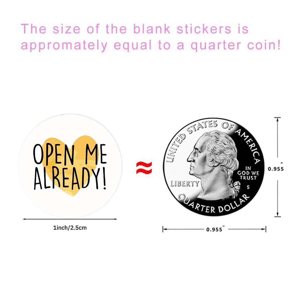 500Pcs/Roll Open Me Already Stickers Round Labels Thanks Your Order Package Decoration Envelope Sealing Stationery Sticker