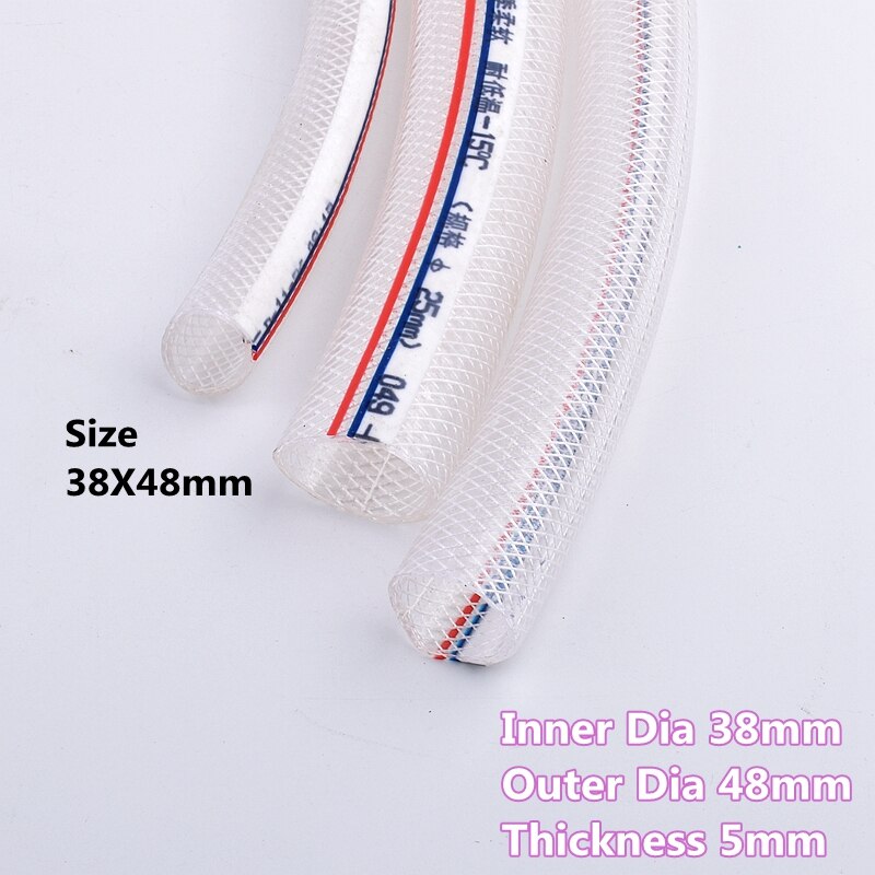 1M I.D 4-50mm PVC Fiber Reinforced Flexible Oxygen Tube Hose Pipe Tap Water Hose Home Wash Hose pipe Garden Irrigation Soft Hose: 38mmX48mm