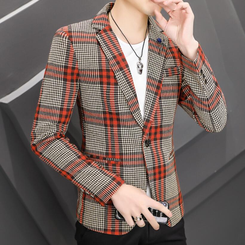 Chaqueta con estampado a cuadros Para Hombre, abrigo de negocios a la , , ajustado, Para S-3XL, 2022