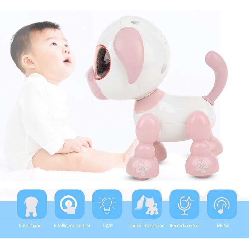 Robot intelligent chien enfants MIni chien de compagnie Induction Contact lumières et sons électroniques animaux de compagnie chien jouets pour les âges 3 +
