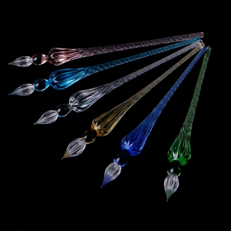 1Pc Overvalue Sky Blue Crystal Glass Dip Pen Signature Pen Fountain Pens Bussiness Offices School Stationery