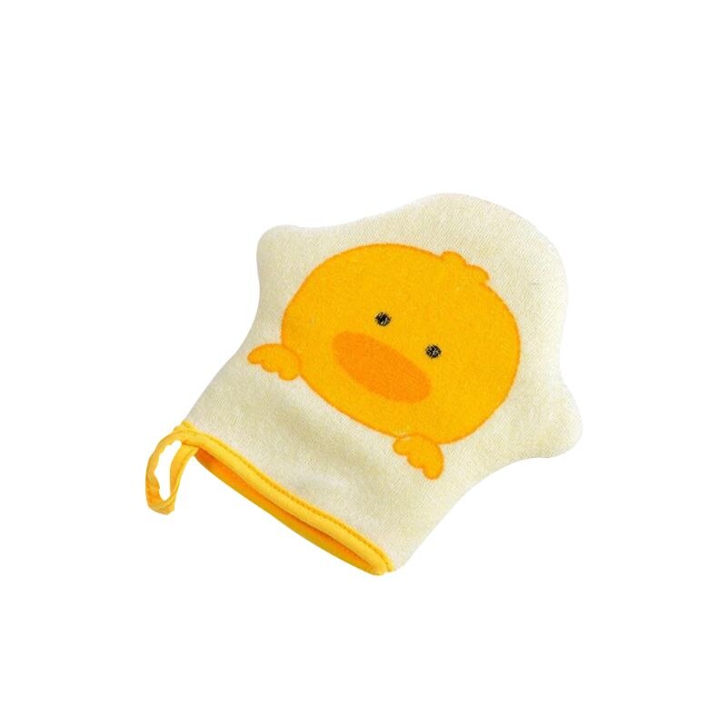 Guante de algodón supersuave con dibujos animados para bebé, cepillo para ducha de baño, estampado de animales, esponja para frotar, Bola de toalla: YELLOW