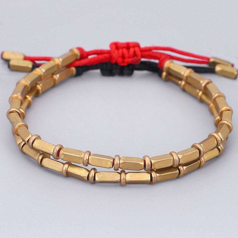 Tibetaanse Handgemaakte Zuiver Koper Kralen Lucky Touw Armband Budhhist Bangle Bescherming Zwart Gevlochten Vrouwen Man Sieraden Geluk