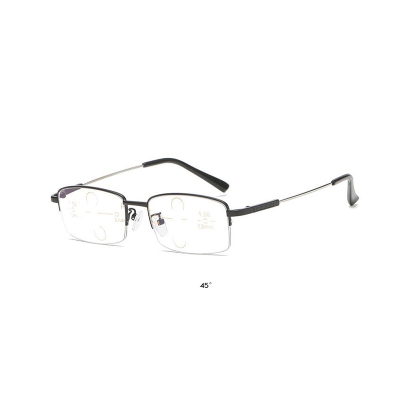 Titanium half montuur metalen progressieve leesbril heren multifocale anti-blauw licht presbyopische bril legering dames gafas  +1.5: +100 / Zwart