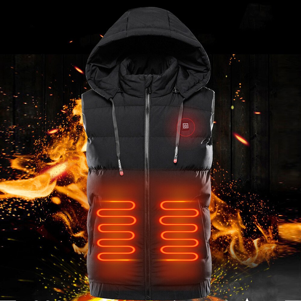 Unisex Heated Jackets Heat Coat USB Electric Thermal Clothing coat 9 Places Heating Hooded Jackets Winter Outdoor Warm Clothing