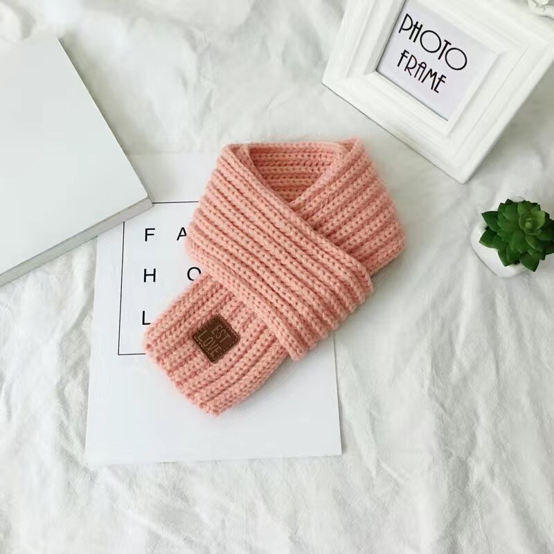 Schoolmeisje Schattige Kleine Sjaal Herfst Winter Festival Effen Kleur Veelzijdige Warme Gebreide Wol Korte Leuke Sjaal Voor Volwassenen: Roze