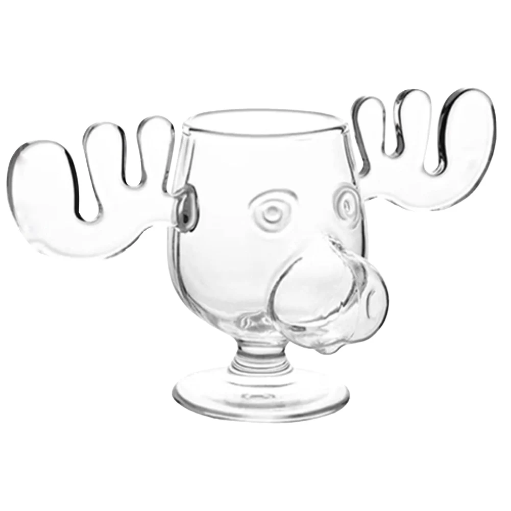 1-4PCS 240ml 8oz Christmas Vacation Moose Mug Christmas Reindeer Head Elk Glass Wine Beer Water Juice Milk Glass