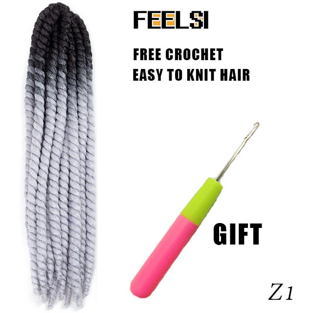 Havana Mambo Twist Hair Crochet Braids 22'' 120g 20 Color Ombre Synthetic Crochet Hair Braiding Hair FEELSI Purple: #144