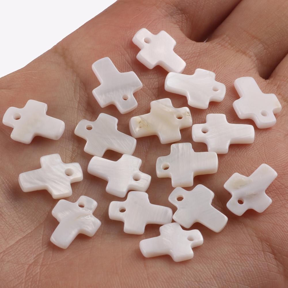 12x10x2 mm Naturalna masa perłowa Biały krzyż Kształty Muszla Koraliki Charms Bransoletka Wisiorek Do DIY Biżuteria Akcesoria do tworzenia biżuterii
