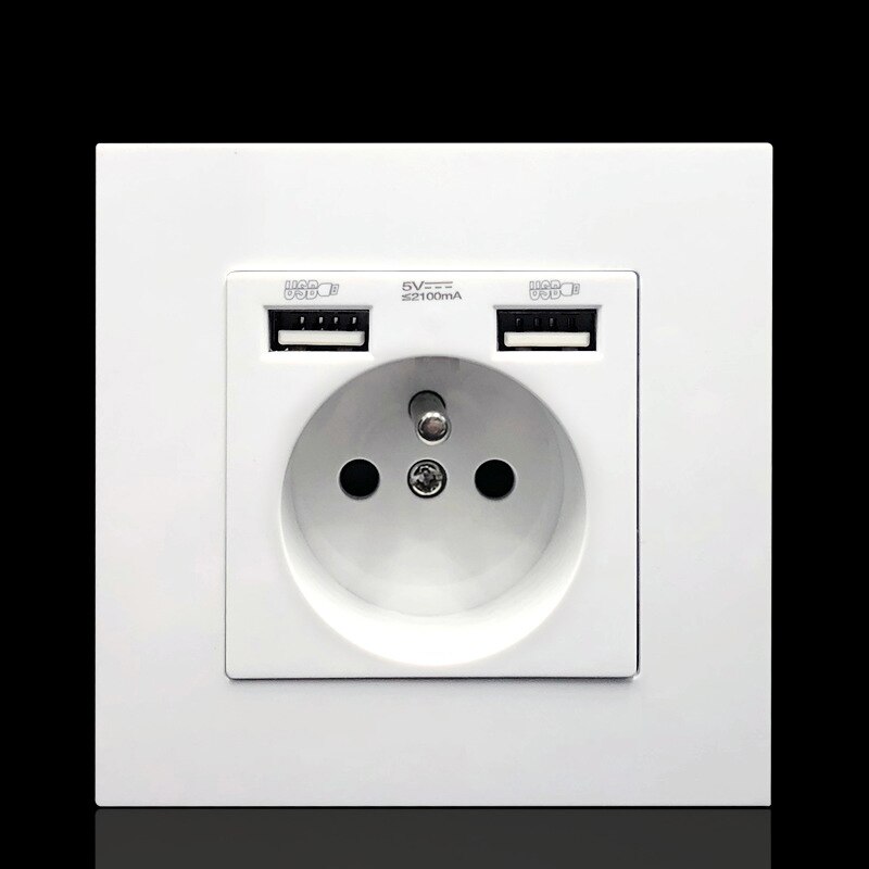 146 / 86mm European standard wall power socket German French socket with dual USB ports output socket plug