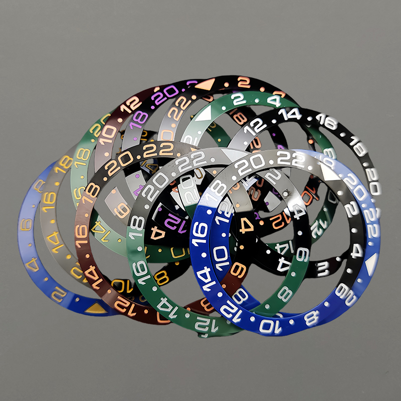 Insert de lunette en céramique incurvée de 38mm, adapté au SKX007 SKX009 GMT SUB, boîtier de montre NH35 NH36, anneau d'insertion de lunette de mouvement, pièces de montre pour hommes