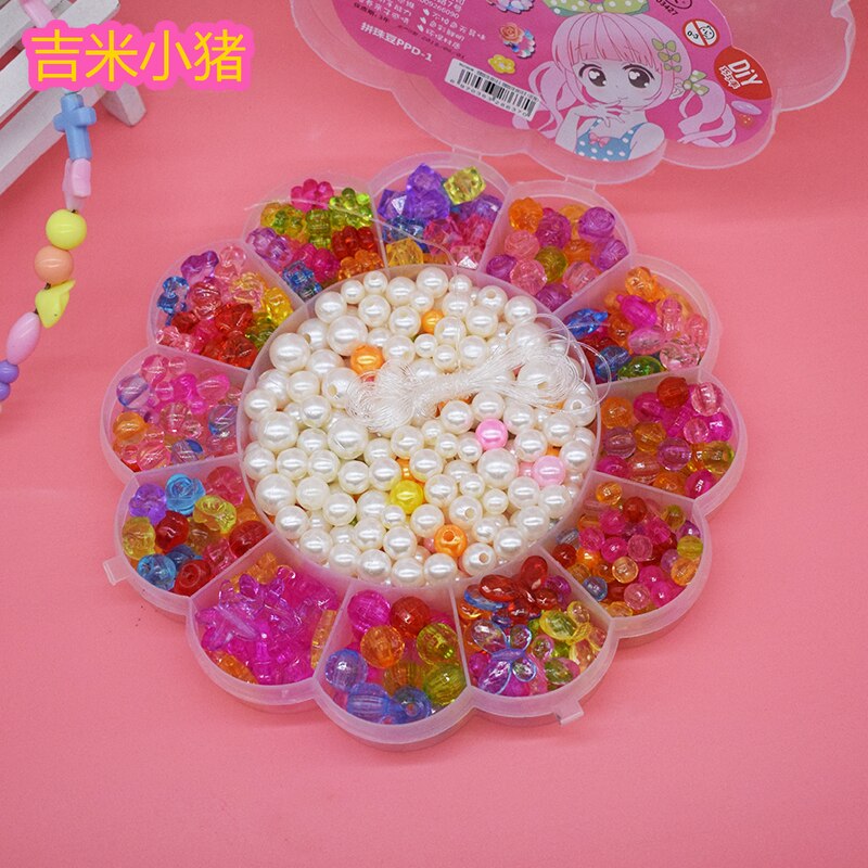 Crystal Beads Toys for Children Girl Box DIY Lacing Toy Round Imitation Pearls Jewelry Bead Creativity Material Toy