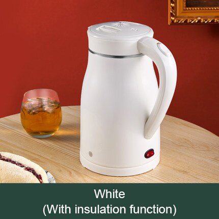 DMWD-hervidor de agua eléctrico de acero inoxidable para el hogar, tetera de té con apagado automático, calentamiento rápido, 1.7L: Insulation White