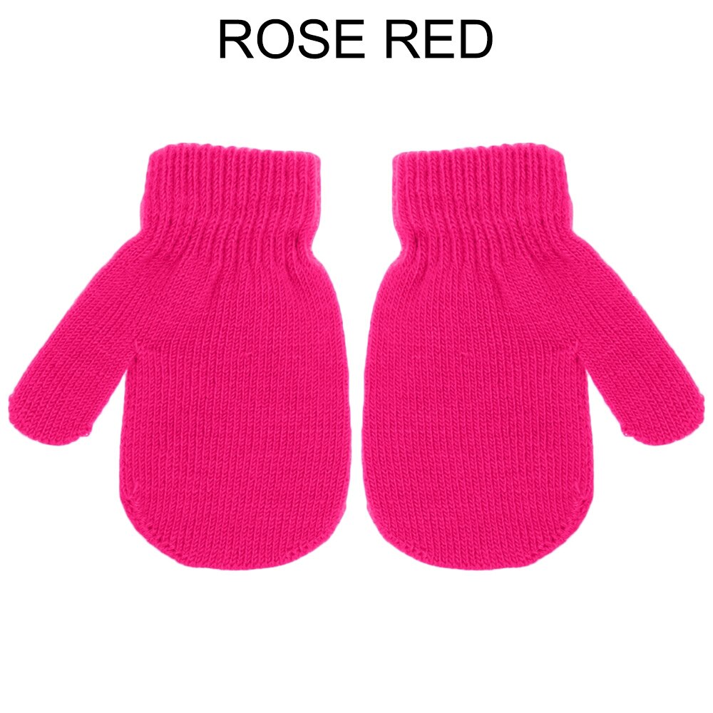 1-4 jaar oude gebreide handschoenen voor kinderen, winterwarm, wanten met lange vingers, meisjes, jongens, snoepkleur, mooie vingerloze handschoenen: Rozenrood