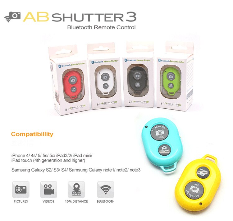 1pcs Remote Control Button Wireless Bluetooth Selfie Stick Shutter Self-Timer Camera for iPhone Android Phone