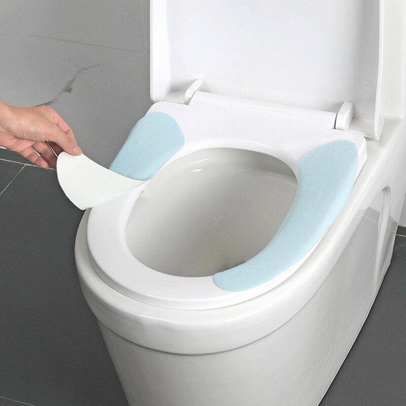 1 Pair Bathroom Sticky Toilet Mat Seat Cushion Waterproof Anti-dirty Splash-proof Closestool Sticky Mat Washable Toilet Cushion