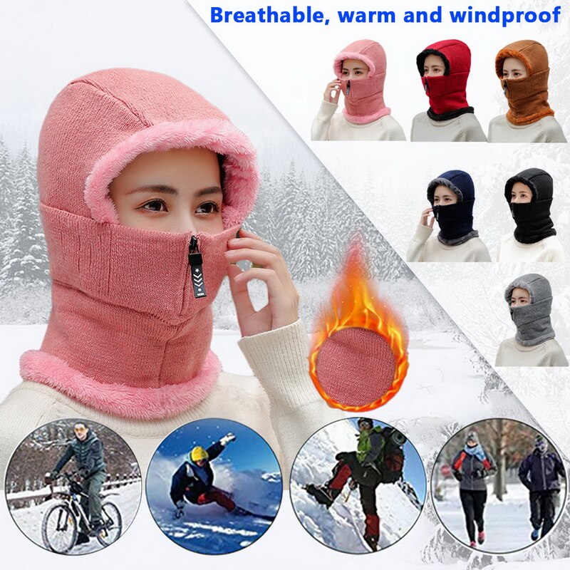 Dames winter warme wollen muts met fluweel dames warme wollen muts met bib masker en oorbescherming stofdichte fietsmutsen