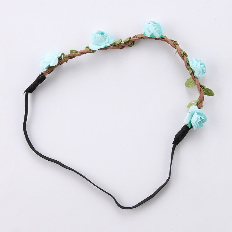 Women Girl Boho Rainbow Flower Floral Stretchy Hairband Headband Wreath Party Bride Wedding Beach Hair Accessories