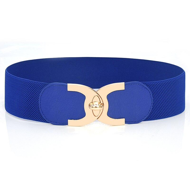 Koreaanse Stijl Gesp Elastische Brede Riem Brede Buikband Riem Riem Taille Vrouwelijke Vrouwen Accessoires: Blue