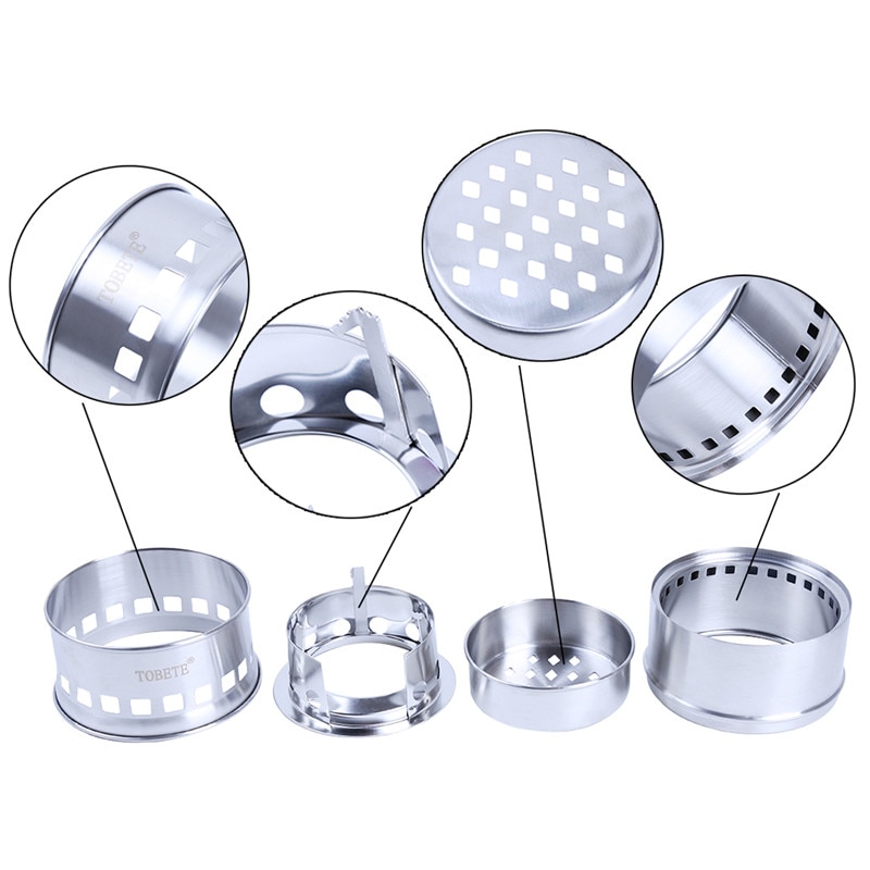 Folding Wood Gasifier Stainless Steel BBQ Grills Solidified Alcohol Stove Backpacking Survival Firewood Burning Cooking System